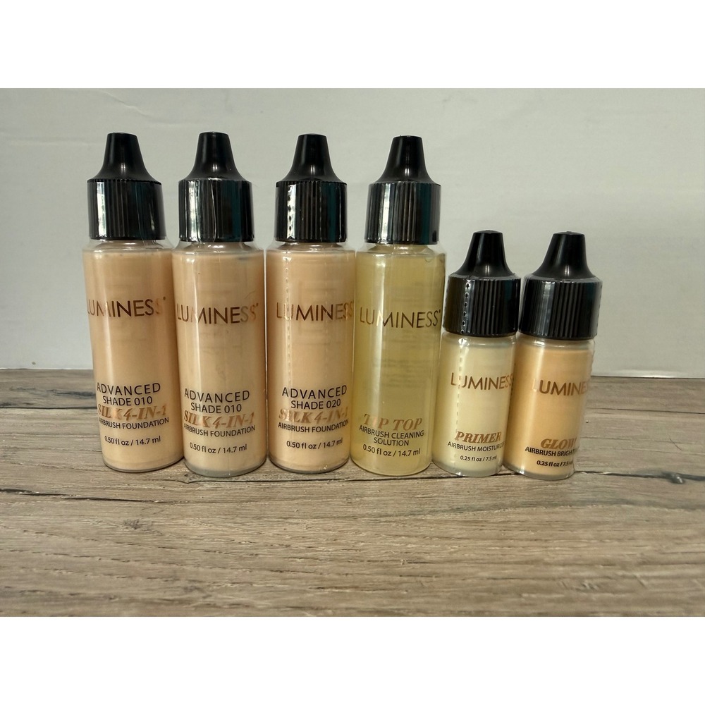 Luminess Airbrush Makeup Set Silk 4-in-1 Foundation 010 020 Primer Glow Cleaner
